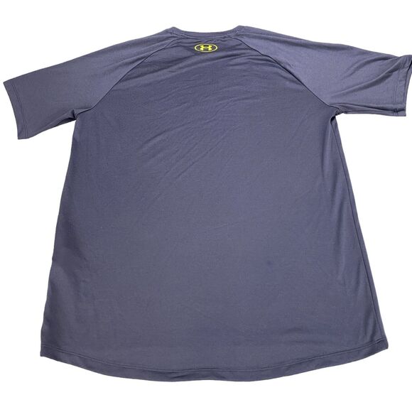 Under armour Tee Shirt Mens Medium Navy Spell Out Logo Short Sleeve Crew Neck - Picture 5 of 15